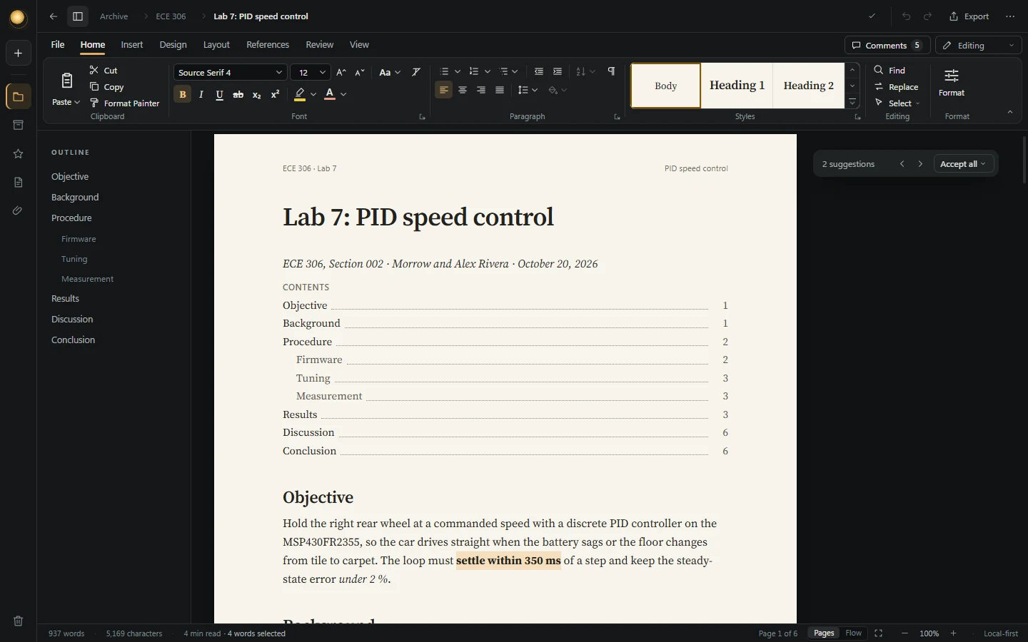 The experiment becomes a report, in the same workspace.